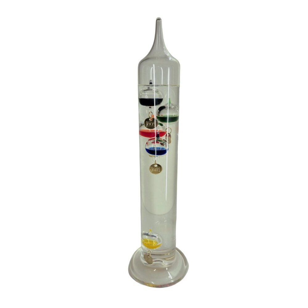 Galileo Glass Cylinder Thermometer Colorful Metal Discs Functional and Accurate